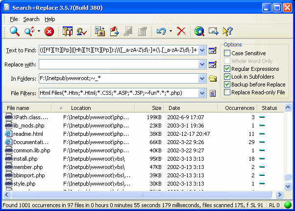 Search+Replace Screenshot